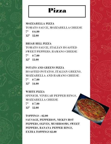 Menu at Lavanty’s Italian Eatery pizzeria, Boardman .